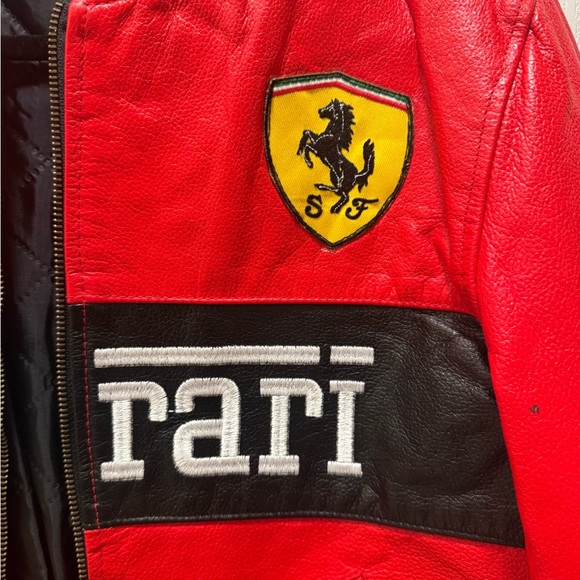 Handmade Vintage Ferrari Racing Vegan Leather Crop Jacket Red Formula1 Size XS/S - Picture 6 of 7